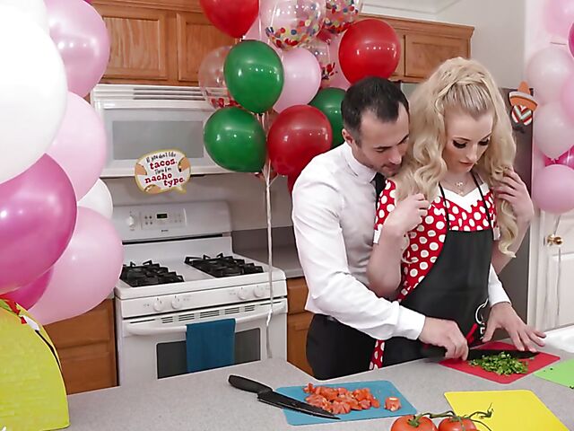 Hyley Winters - MILF kitchen fuck while cooking for a party