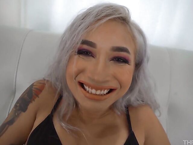 Heavy makeup and sloppy deepthroat POV with Avery Black