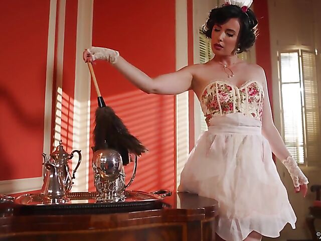 Pin up maid solo and fingering orgasm with Casey Calvert