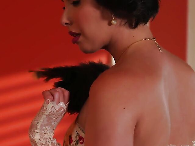 Pin up maid solo and fingering orgasm with Casey Calvert