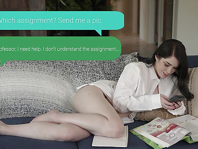 Skirt sex with pretty brunette Evelyn Claire