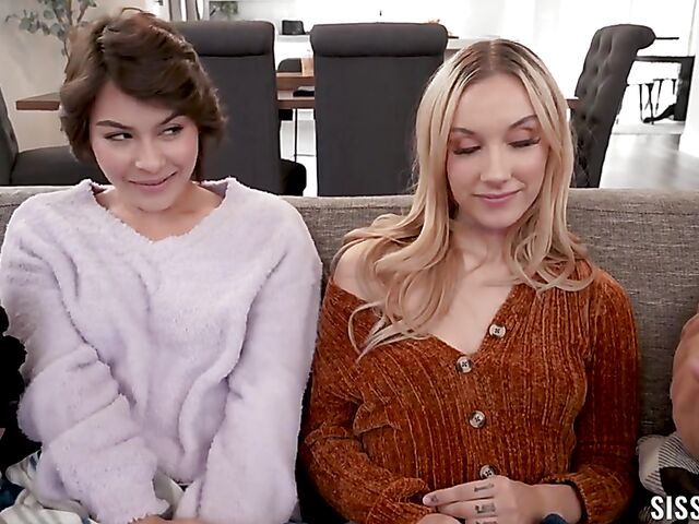 Teen foursome with stepsisters Jazmin Luv and Nicole Aria