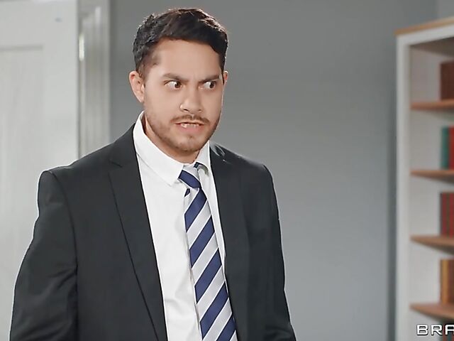 Busty teacher Kerry Louise seduces headmaster Danny D to fuck his big cock