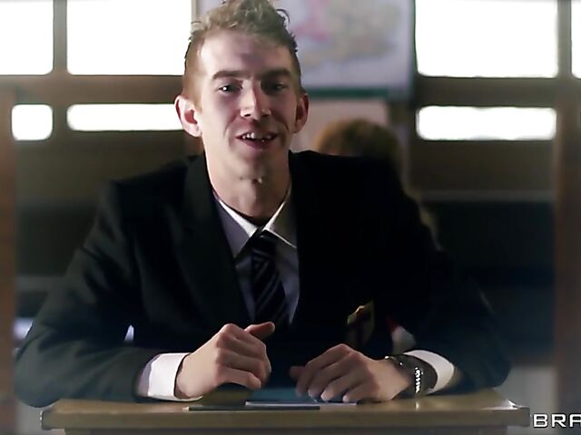 Busty teacher Kerry Louise seduces headmaster Danny D to fuck his big cock