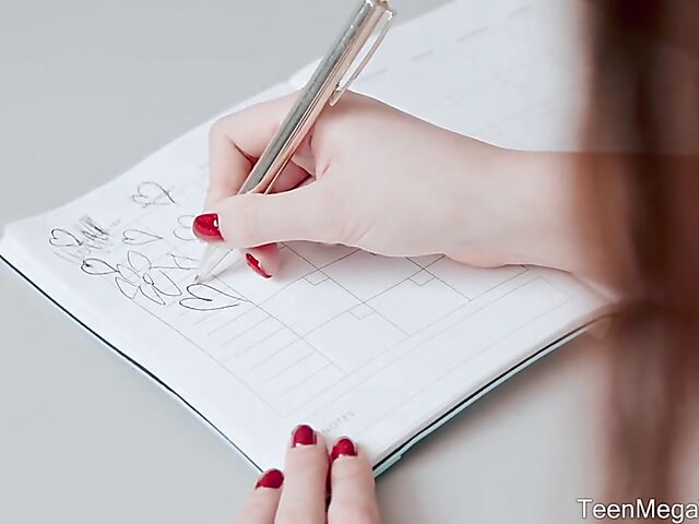 Luna Haze - Redhead teen masturbating her slit with her fingers