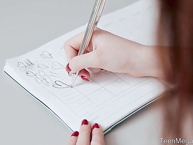 Luna Haze - Redhead teen masturbating her slit with her fingers