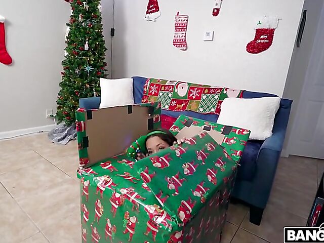 Interracial Christmas with tiny brunette Freya Von Doom