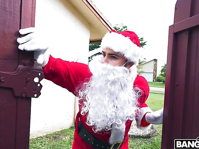 Santa Claus bangs petite brunette Kylie Quinn