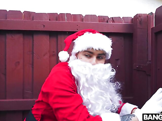 Santa Claus bangs petite brunette Kylie Quinn