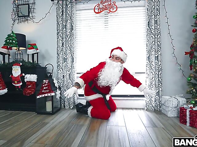 Santa Claus bangs petite brunette Kylie Quinn