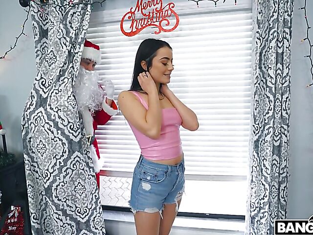 Santa Claus bangs petite brunette Kylie Quinn