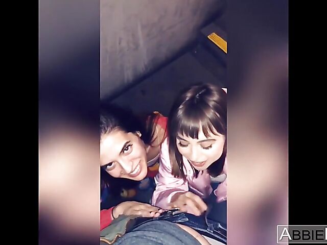 Riley Reid & Abbie Maley - Two girls POV threesome with a big cock on video