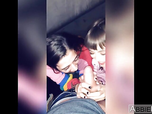 Riley Reid & Abbie Maley - Two girls POV threesome with a big cock on video