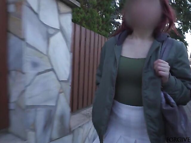 Skirt fuck with a naive redhead slut getting tricked into sex by the fake priest