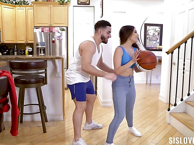 Hot basketball at home wth petite latina Violet Gems