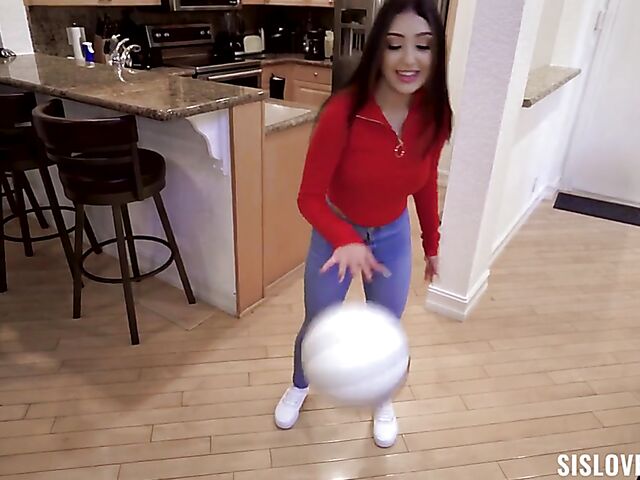 Hot basketball at home wth petite latina Violet Gems