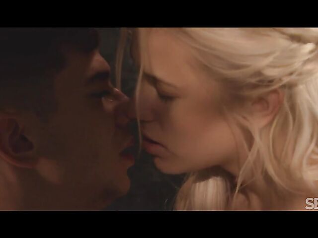 Sensual sex in bed with shaved blonde Nikki Hill