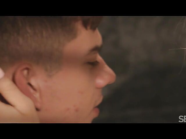 Sensual sex in bed with shaved blonde Nikki Hill