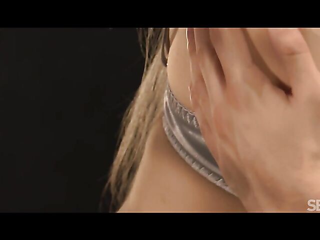 Sensual sex in bed with shaved blonde Nikki Hill