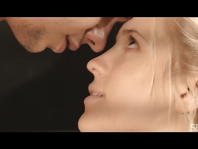 Sensual sex in bed with shaved blonde Nikki Hill