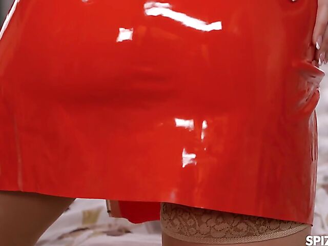 Blonde latex nurse Marilyn Sugar gets pounded in the bedroom