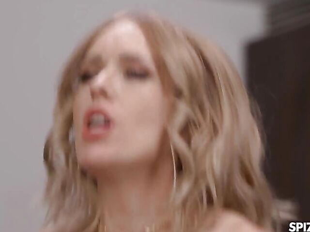 Hot kitchen sex with skinny blonde in stockings Angelika Grayes