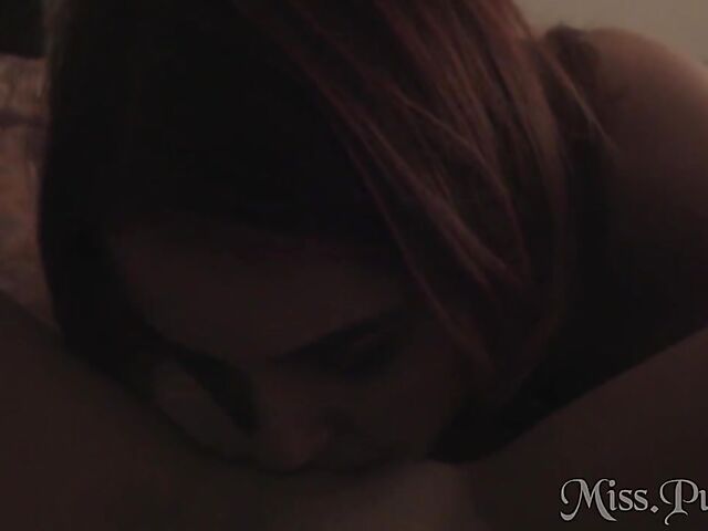 POV lesbian pussy eating and lollipop play with amateur redhead Margarita