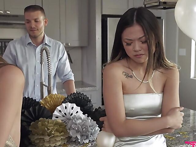 Two girls same time in a hot threesome with petite Lulu Chu and Maya Woulfe