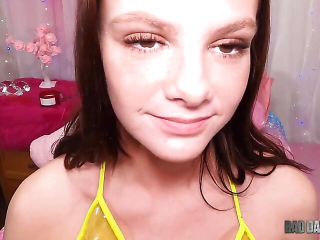 Bad daddy POV fucking teen Daisy Garcia in her bedroom