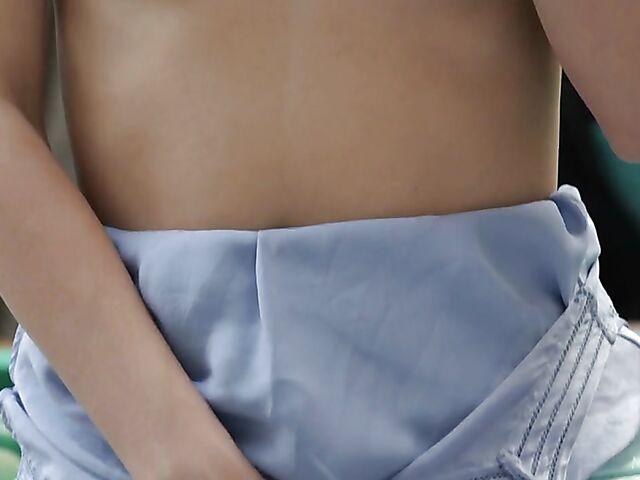 Sexy fingering solo on the pool table with shaved babe Marie Berger