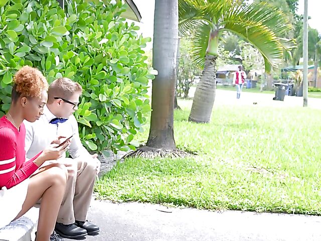 Tutor and students free use interracial threesome with ebony chick Lacey London