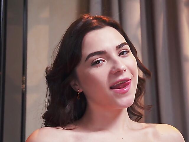 Hayli Sanders takes off her red dress and spreads her legs to show you her shaved pussy