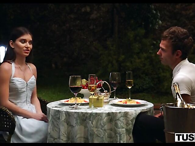 From romantic date to threesome anal and double penetration with slender girl Stefany Kyler