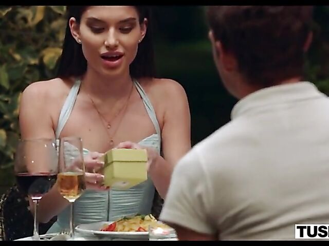 From romantic date to threesome anal and double penetration with slender girl Stefany Kyler