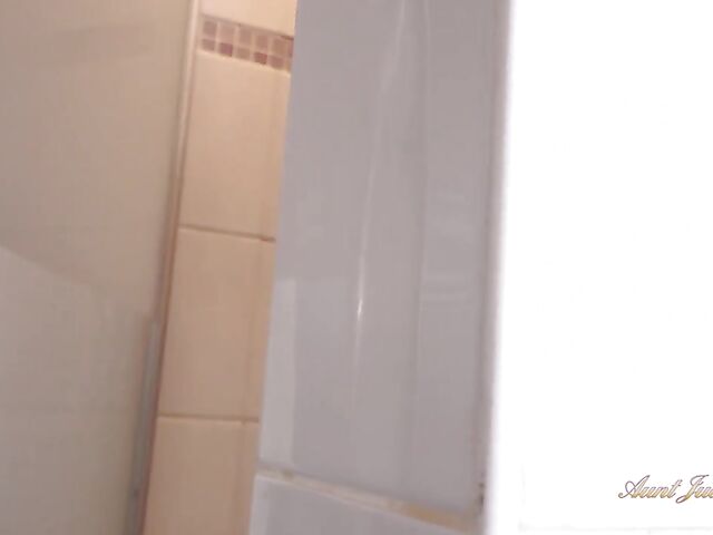 Shower spy and bathroom masturbation POV fantasy with busty mature BBW Rachel