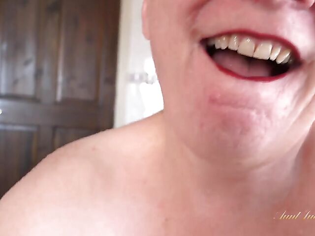Shower spy and bathroom masturbation POV fantasy with busty mature BBW Rachel
