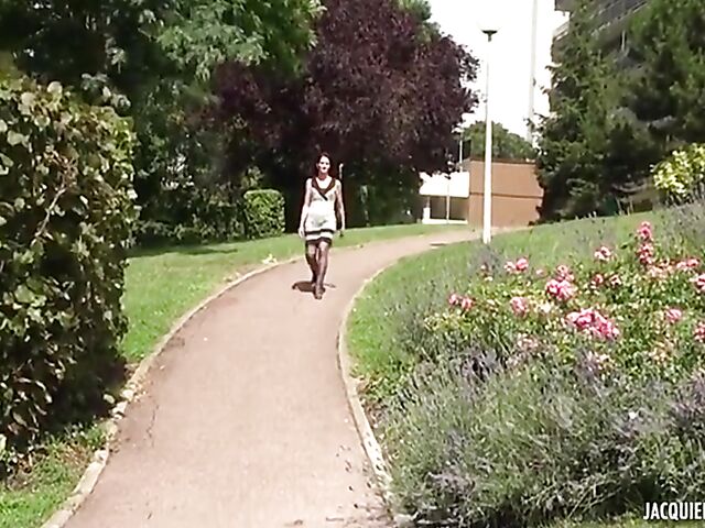 Black stockings threesome with skinny French woman Linda