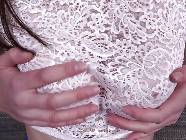 Solo teen babe Maria Lee strips naked and masturbates on the sofa