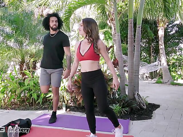 Yoga sex with petite MILF instructor Leila Larocco