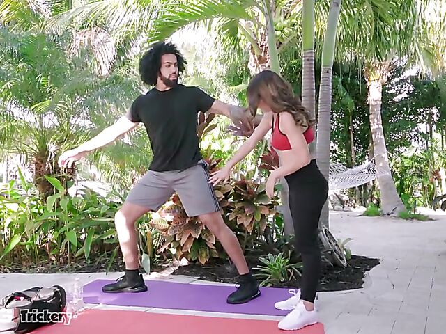Yoga sex with petite MILF instructor Leila Larocco