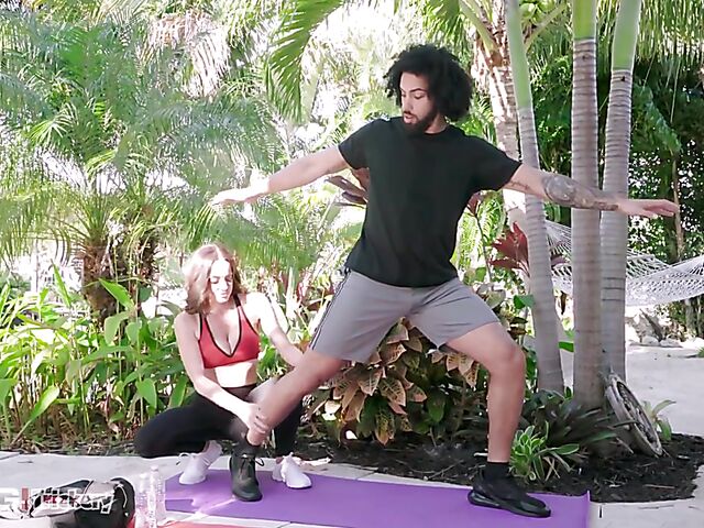 Yoga sex with petite MILF instructor Leila Larocco