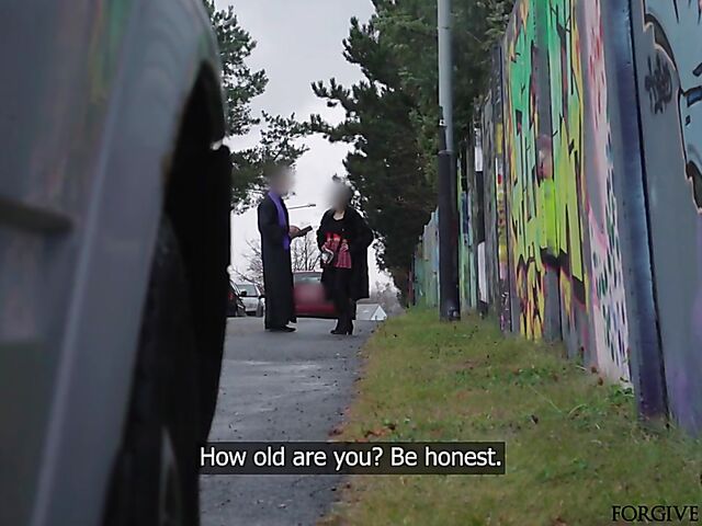 Tattooed french slut in a red mini skirt gets talked into sex