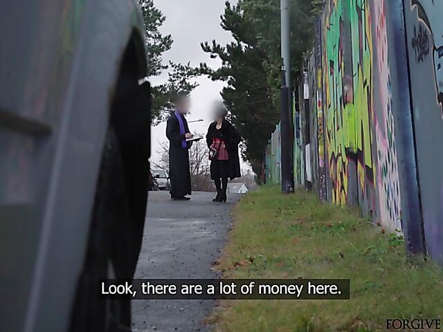 Tattooed french slut in a red mini skirt gets talked into sex