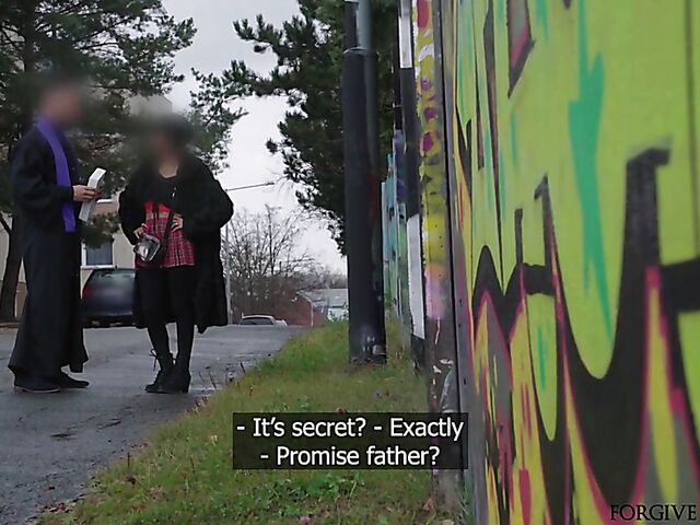 Tattooed french slut in a red mini skirt gets talked into sex