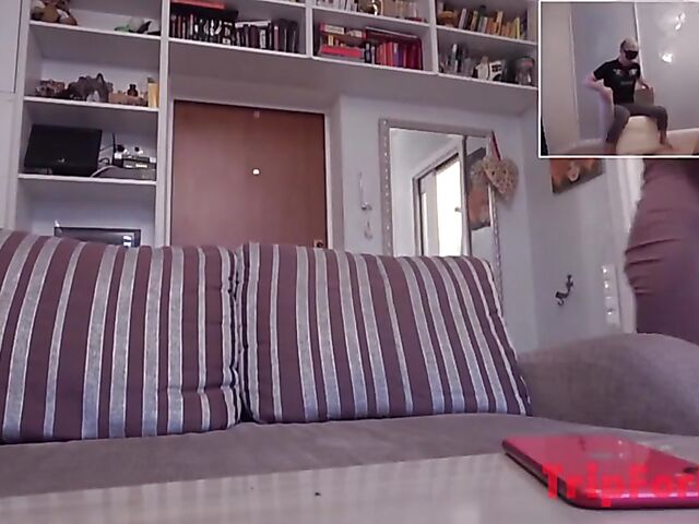 Blindfolded cuckold threesome with small tits Russian young babe Kate Rich