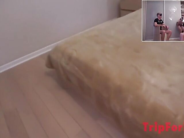 Blindfolded cuckold threesome with small tits Russian young babe Kate Rich