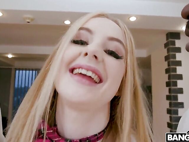 Pale schoolgirl Interracial BBC DP featuring Baby Kxtten