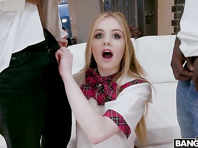 Pale schoolgirl Interracial BBC DP featuring Baby Kxtten