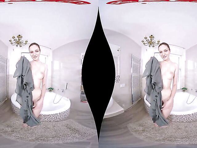 3D VR solo strip tease with flirty Leanne Lace