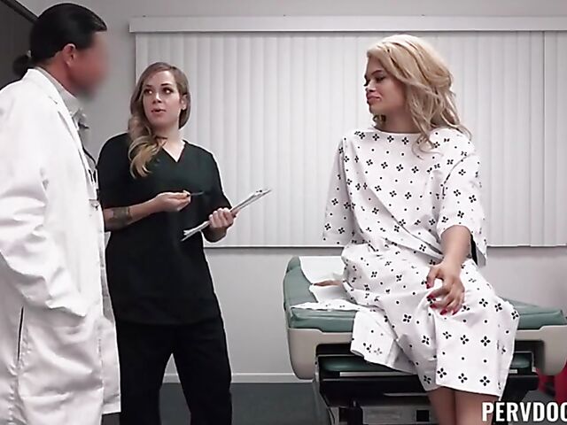 Doctor threesome after pussy exam with Destiny Cruz and Rory Knox